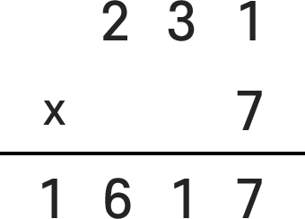 231×7=1617